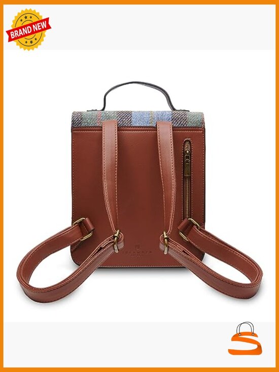 Harris Tweed Backpack with Faux Leather - Adjustable Straps main image 5